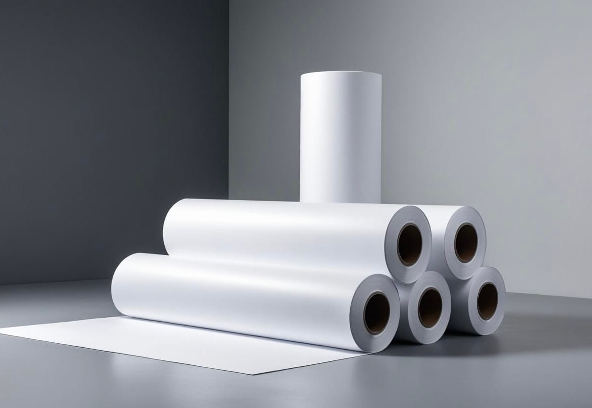 Best Paper For Printing Posters. Side-by-side comparison of glossy, matte, satin, and vinyl poster paper types, showing differences in texture, color vibrancy, and finish under light