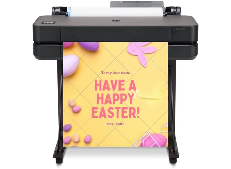 Wide-format poster printer in action creating a custom marketing banner, showcasing the versatility of a poster printer machine for various creative uses such as signage, educational materials, and DIY art