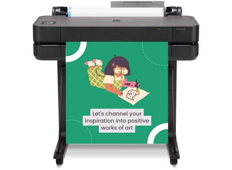 Teacher using a poster printer machine to create educational visuals for a classroom