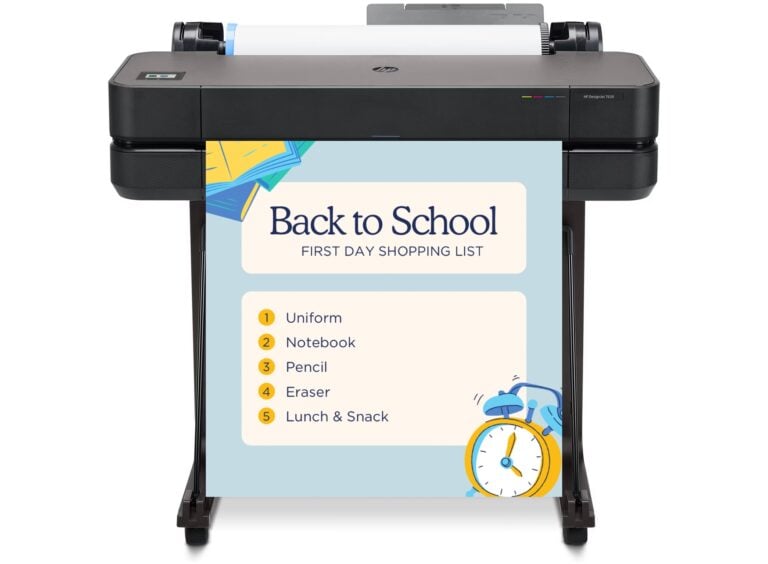 a teaching printing a poster from a wide format poster printer machine