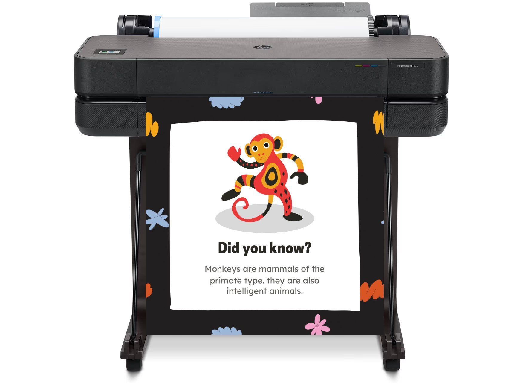 High-resolution PDF and TIFF file icons displayed next to a large-format printer producing a vivid 24”x36” color poster.