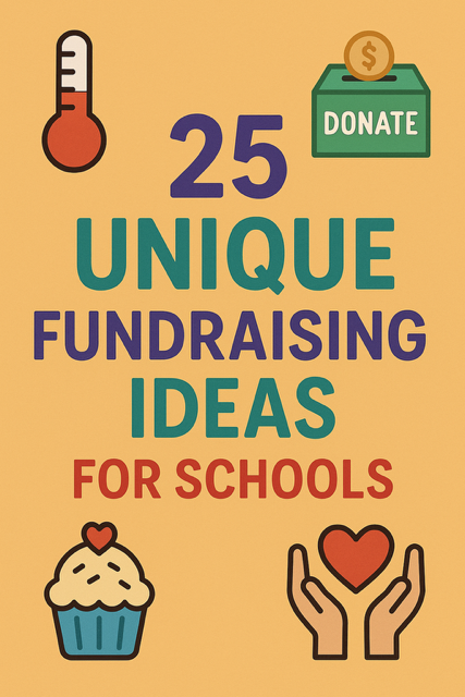 Colorful poster created by a poster maker machine, featuring vibrant VR goggles and neon glow sticks, promoting a school fundraising event with bold text and a school logo.