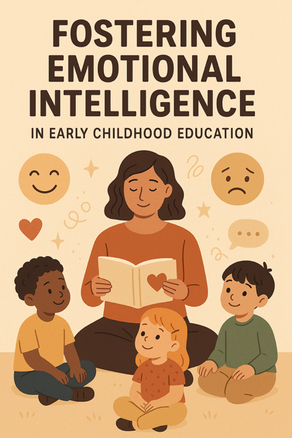 Young children engaged in playful group activities, building emotional intelligence through empathy games and collaborative play in a vibrant classroom setting.
