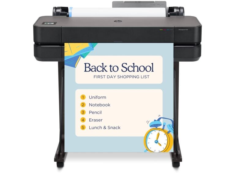 A vibrant classroom scene featuring a modern poster maker machine printing colorful educational posters, surrounded by teachers and students collaborating on visual aids for school projects.