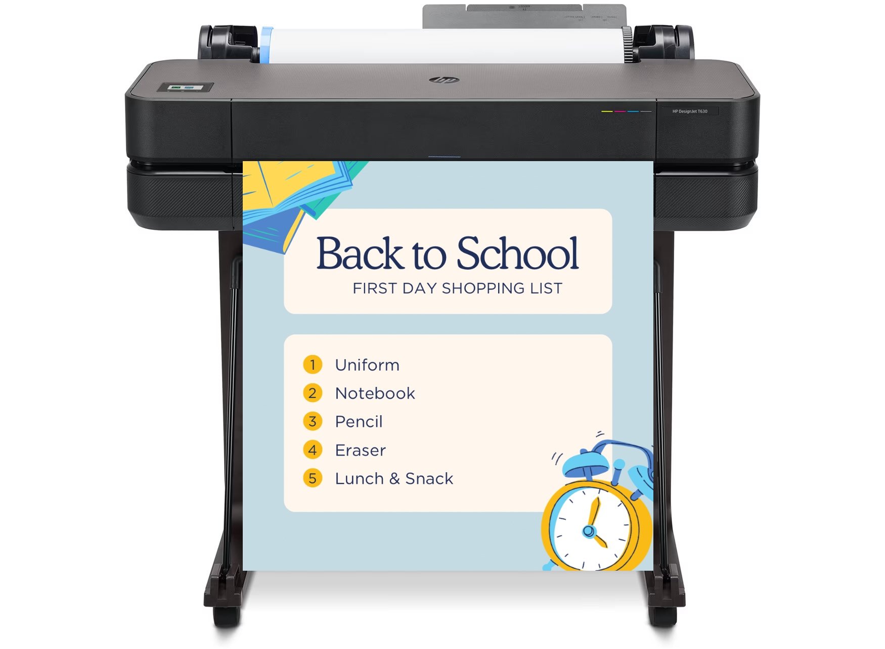 A vibrant classroom scene featuring a modern poster maker machine printing colorful educational posters, surrounded by teachers and students collaborating on visual aids for school projects.