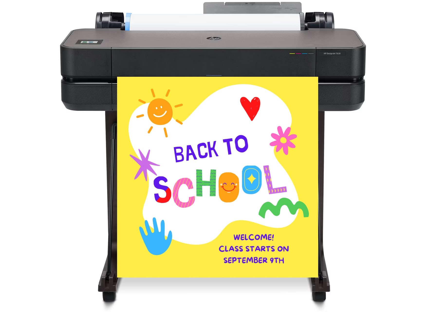 Teacher using an educational poster printer to create a vibrant anchor chart for a classroom lesson.