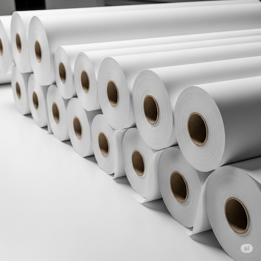 Roll of premium matte poster printer paper for large format printers, ideal for schools, marketing displays, and high-quality educational posters.