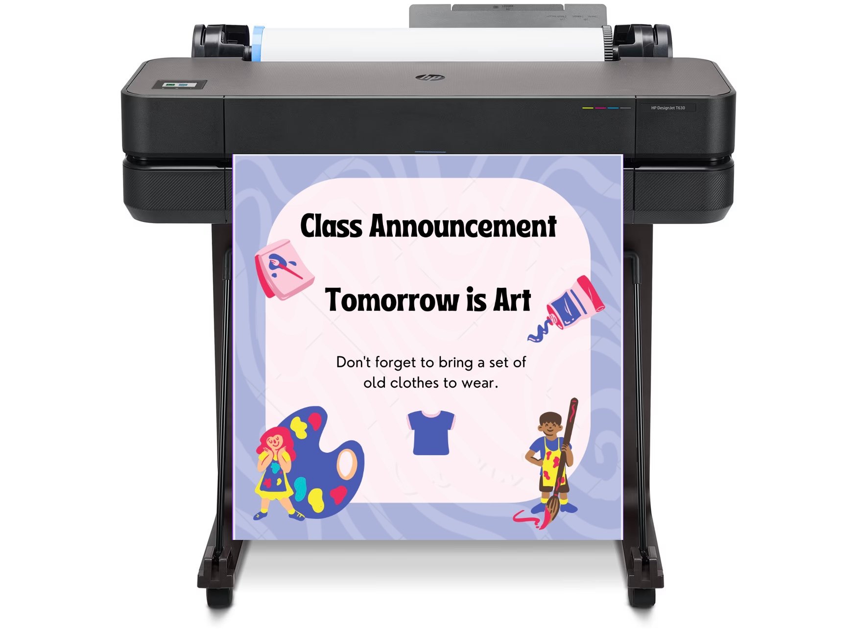 Teacher using a poster printing machine to create educational classroom visuals.