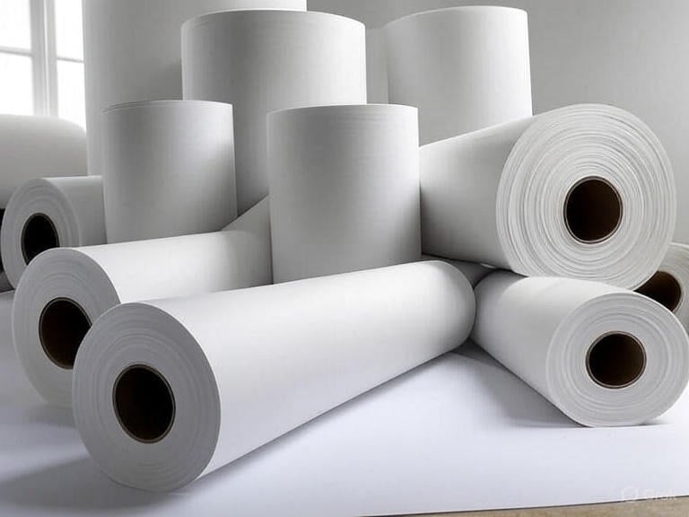 Vibrant poster printer paper rolls on high-quality glossy poster paper, showcasing bold colors and crisp design, ideal for advertising or art displays.