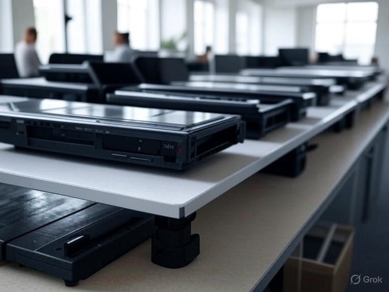 Professional large flatbed scanner on a desk, scanning an oversized artwork with vibrant colors and high resolution.