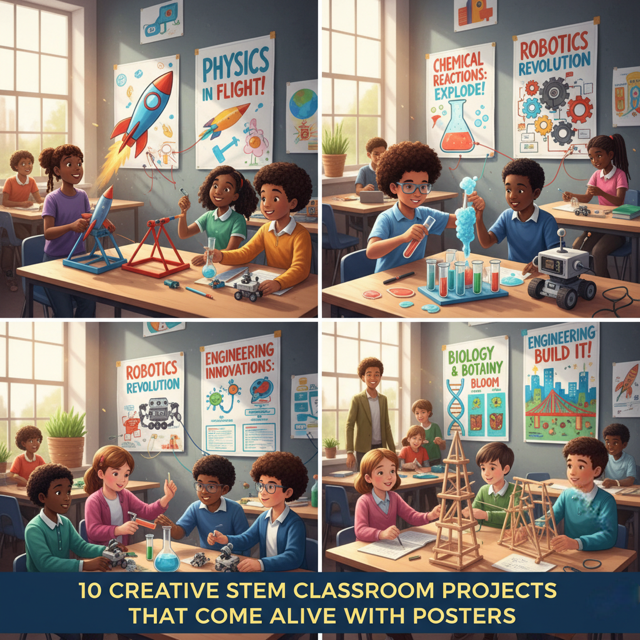 STEM posters turn abstract science concepts into visual anchors students can reference daily.