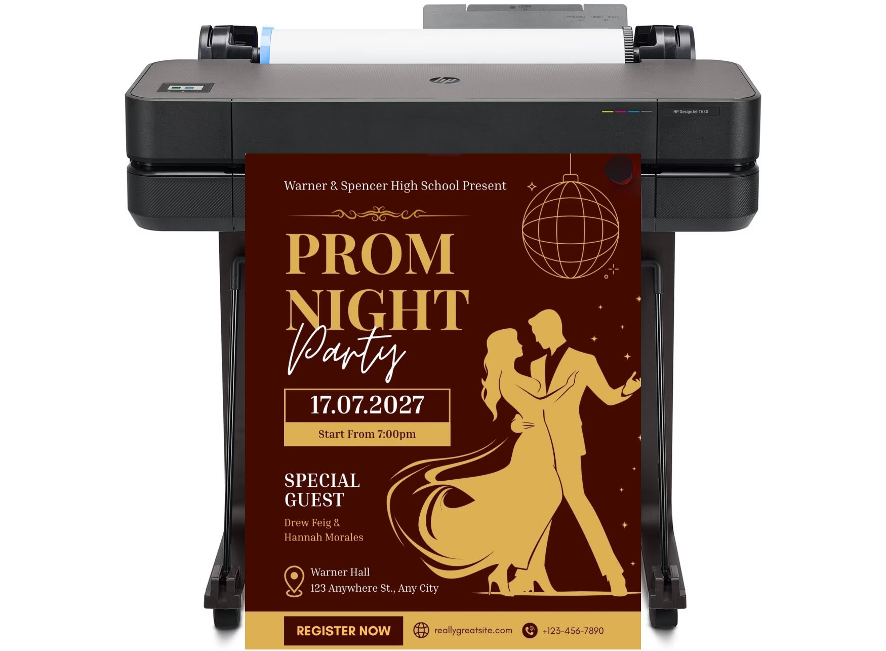 Students designing educational posters with a poster maker printer in a classroom, showcasing large-format printing capabilities.
