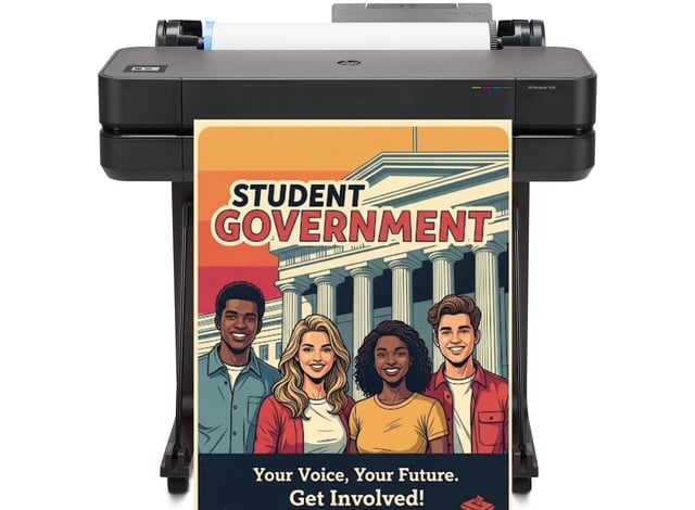 Students using a Classroom Poster Maker to print large educational posters for classroom learning and school projects.