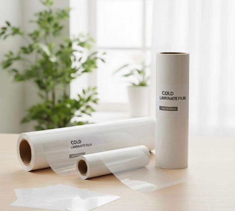 Teacher using a cold laminator to protect classroom posters and educational visuals. Cold lamination refills