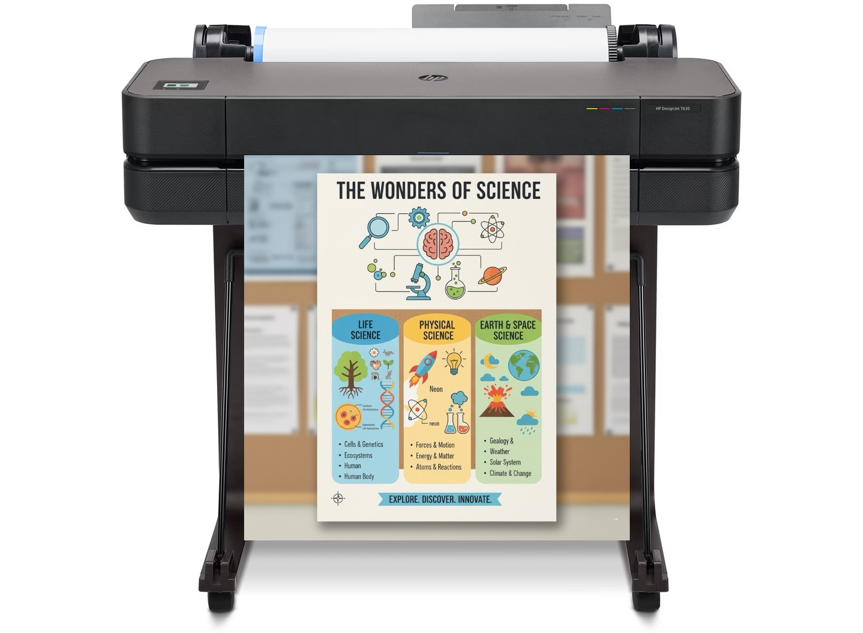 PTO parents using poster making machine to print school spirit posters for fundraising