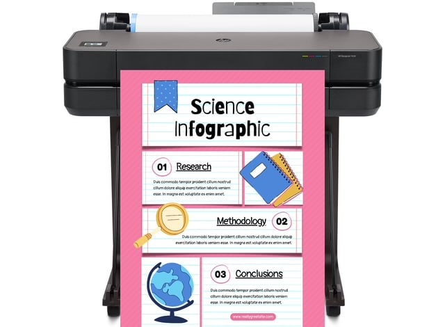 Modern poster printer machine in action, printing a vibrant large-format poster with AI-driven design and eco-friendly inks in a creative studio setting.
