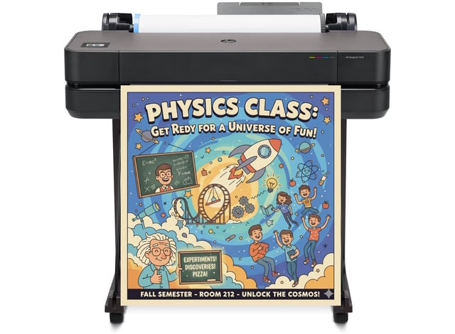 Teacher using a poster making machine to print educational posters for classroom learning across grade levels. The best poster maker machine for schools