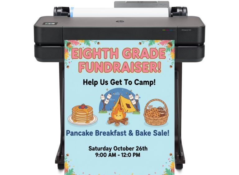 Student-created classroom poster display printed with poster makers for schools