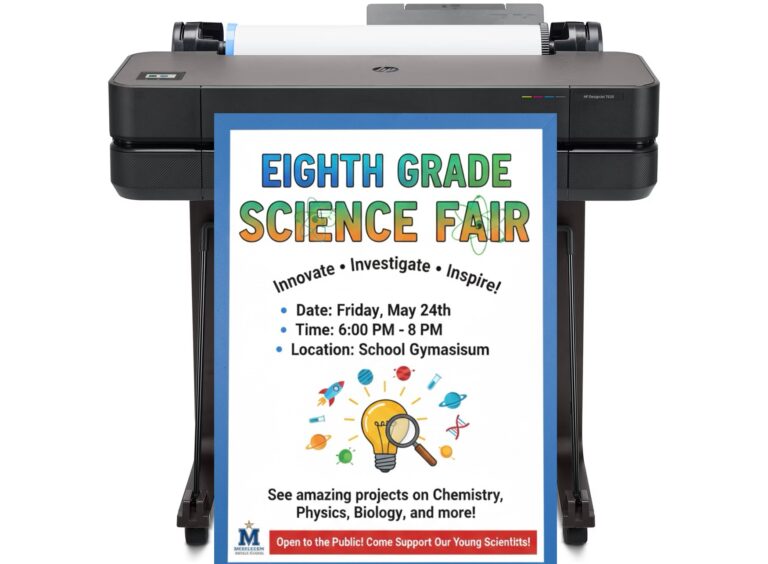 Wide format poster printer machine ejecting a vibrant, high-resolution 24x36 education poster using pigment ink.