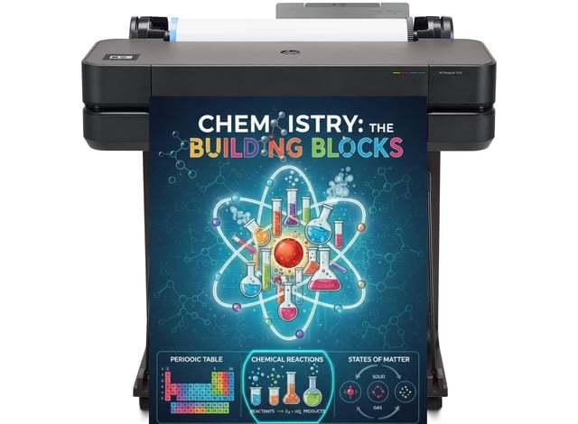 Poster printer machine for schools printing a large classroom anchor chart.