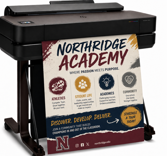 Teacher using the Education Graphics Poster Maker in a classroom to create educational visuals and support visual learning for students in schools.