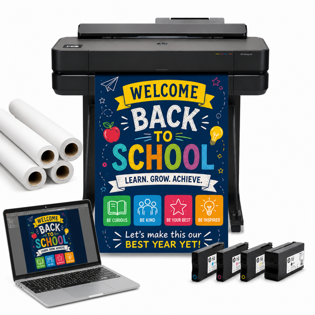 Education Graphics Silver poster printer machine for classrooms with essential supplies